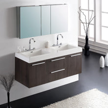 Load image into Gallery viewer, Fresca Opulento 54&quot; Gray Oak Modern Double Sink Bathroom Vanity w/ Medicine Cabinet- Fresca