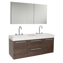 Load image into Gallery viewer, Fresca Opulento 54&quot; Gray Oak Modern Double Sink Bathroom Vanity w/ Medicine Cabinet- Fresca