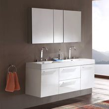Load image into Gallery viewer, Fresca Opulento 54&quot; Walnut Modern Double Sink Bathroom Vanity w/ Medicine Cabinet- Fresca