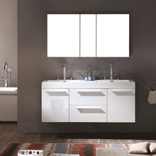 Load image into Gallery viewer, Fresca Opulento 54&quot; Walnut Modern Double Sink Bathroom Vanity w/ Medicine Cabinet- Fresca