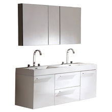 Load image into Gallery viewer, Fresca Opulento 54&quot; White Modern Double Sink Bathroom Vanity w/ Medicine Cabinet- Fresca