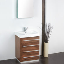 Load image into Gallery viewer, Fresca Livello 24&quot; Walnut Modern Bathroom Vanity w/ Medicine Cabinet- Fresca