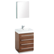 Load image into Gallery viewer, Fresca Livello 24&quot; Walnut Modern Bathroom Vanity w/ Medicine Cabinet- Fresca