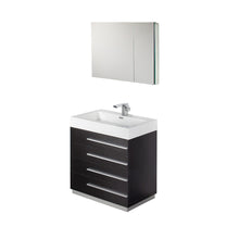 Load image into Gallery viewer, Fresca Livello 30&quot; Black Modern Bathroom Vanity w/ Medicine Cabinet- Fresca
