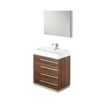 Load image into Gallery viewer, Fresca Livello 30&quot; Walnut Modern Bathroom Vanity w/ Medicine Cabinet- Fresca