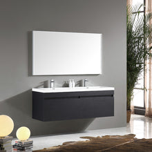 Load image into Gallery viewer, Fresca Largo 57&quot; Black Modern Bathroom Vanity w/ Wavy Double Sinks- Fresca