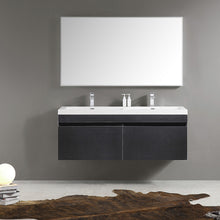 Load image into Gallery viewer, Fresca Largo 57&quot; Black Modern Bathroom Vanity w/ Wavy Double Sinks- Fresca