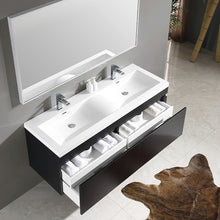 Load image into Gallery viewer, Fresca Largo 57&quot; Black Modern Bathroom Vanity w/ Wavy Double Sinks- Fresca