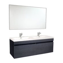 Load image into Gallery viewer, Fresca Largo 57&quot; Black Modern Bathroom Vanity w/ Wavy Double Sinks- Fresca