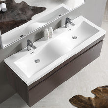 Load image into Gallery viewer, Fresca Largo 57&quot; Gray Oak Modern Bathroom Vanity w/ Wavy Double Sinks- Fresca