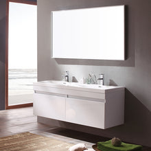 Load image into Gallery viewer, Fresca Largo 57&quot; White Modern Bathroom Vanity w/ Wavy Double Sinks- Fresca
