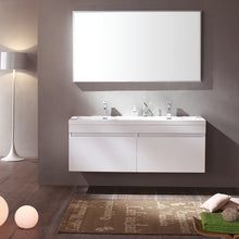 Load image into Gallery viewer, Fresca Largo 57&quot; White Modern Bathroom Vanity w/ Wavy Double Sinks- Fresca