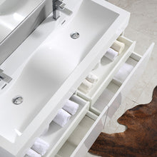 Load image into Gallery viewer, Fresca Largo 57&quot; White Modern Bathroom Vanity w/ Wavy Double Sinks- Fresca