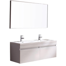 Load image into Gallery viewer, Fresca Largo 57&quot; White Modern Bathroom Vanity w/ Wavy Double Sinks- Fresca