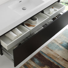 Load image into Gallery viewer, Fresca Mezzo 60&quot; Black Wall Hung Single Sink Modern Bathroom Vanity w/ Medicine Cabinet- Fresca