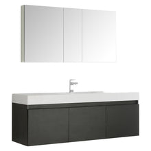 Load image into Gallery viewer, Fresca Mezzo 60&quot; Black Wall Hung Single Sink Modern Bathroom Vanity w/ Medicine Cabinet- Fresca