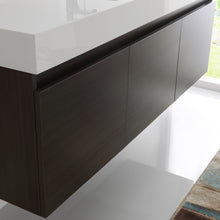 Load image into Gallery viewer, Fresca Mezzo 60&quot; Gray Oak Wall Hung Single Sink Modern Bathroom Vanity w/ Medicine Cabinet- Fresca