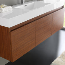 Load image into Gallery viewer, Fresca Mezzo 60&quot; Teak Wall Hung Single Sink Modern Bathroom Vanity w/ Medicine Cabinet- Fresca