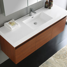 Load image into Gallery viewer, Fresca Mezzo 60&quot; Teak Wall Hung Single Sink Modern Bathroom Vanity w/ Medicine Cabinet- Fresca
