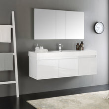Load image into Gallery viewer, Fresca Mezzo 60&quot; White Wall Hung Single Sink Modern Bathroom Vanity w/ Medicine Cabinet- Fresca