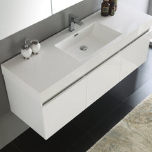Load image into Gallery viewer, Fresca Mezzo 60&quot; White Wall Hung Single Sink Modern Bathroom Vanity w/ Medicine Cabinet- Fresca