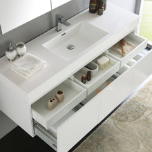 Load image into Gallery viewer, Fresca Mezzo 60&quot; White Wall Hung Single Sink Modern Bathroom Vanity w/ Medicine Cabinet- Fresca