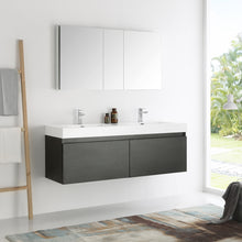 Load image into Gallery viewer, Fresca Mezzo 60&quot; Black Wall Hung Double Sink Modern Bathroom Vanity w/ Medicine Cabinet- Fresca