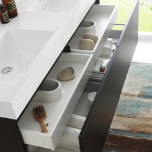 Load image into Gallery viewer, Fresca Mezzo 60&quot; Black Wall Hung Double Sink Modern Bathroom Vanity w/ Medicine Cabinet- Fresca