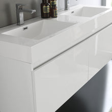 Load image into Gallery viewer, Fresca Mezzo 60&quot; White Wall Hung Double Sink Modern Bathroom Vanity w/ Medicine Cabinet- Fresca