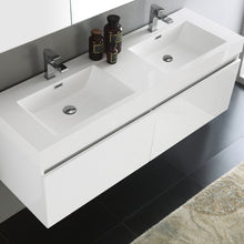 Load image into Gallery viewer, Fresca Mezzo 60&quot; White Wall Hung Double Sink Modern Bathroom Vanity w/ Medicine Cabinet- Fresca