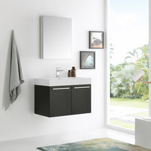 Load image into Gallery viewer, Fresca Vista 30&quot; Black Wall Hung Modern Bathroom Vanity w/ Medicine Cabinet- Fresca