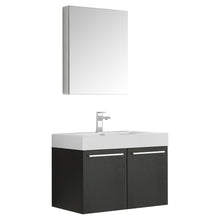 Load image into Gallery viewer, Fresca Vista 30&quot; Black Wall Hung Modern Bathroom Vanity w/ Medicine Cabinet- Fresca