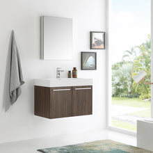 Load image into Gallery viewer, Fresca Vista 30&quot; Walnut Wall Hung Modern Bathroom Vanity w/ Medicine Cabinet- Fresca
