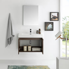 Load image into Gallery viewer, Fresca Vista 30&quot; Walnut Wall Hung Modern Bathroom Vanity w/ Medicine Cabinet- Fresca