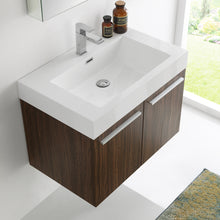 Load image into Gallery viewer, Fresca Vista 30&quot; Walnut Wall Hung Modern Bathroom Vanity w/ Medicine Cabinet- Fresca