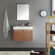 Load image into Gallery viewer, Fresca Vista 30&quot; Teak Wall Hung Modern Bathroom Vanity w/ Medicine Cabinet- Fresca