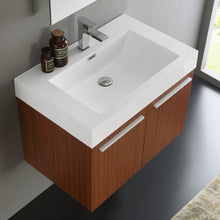 Load image into Gallery viewer, Fresca Vista 30&quot; Teak Wall Hung Modern Bathroom Vanity w/ Medicine Cabinet- Fresca