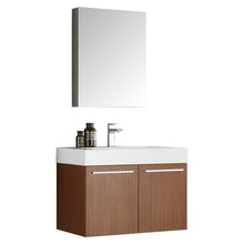 Load image into Gallery viewer, Fresca Vista 30&quot; Teak Wall Hung Modern Bathroom Vanity w/ Medicine Cabinet- Fresca