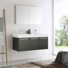 Load image into Gallery viewer, Fresca Vista 48&quot; Black Wall Hung Double Sink Modern Bathroom Vanity w/ Medicine Cabinet- Fresca