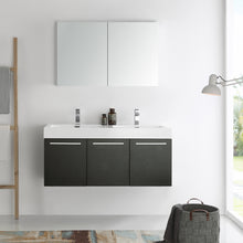 Load image into Gallery viewer, Fresca Vista 48&quot; Black Wall Hung Double Sink Modern Bathroom Vanity w/ Medicine Cabinet- Fresca