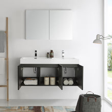 Load image into Gallery viewer, Fresca Vista 48&quot; Black Wall Hung Double Sink Modern Bathroom Vanity w/ Medicine Cabinet- Fresca