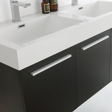 Load image into Gallery viewer, Fresca Vista 48&quot; Black Wall Hung Double Sink Modern Bathroom Vanity w/ Medicine Cabinet- Fresca