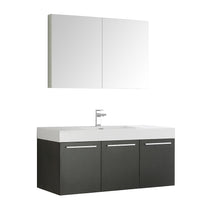 Load image into Gallery viewer, Fresca Vista 48&quot; Black Wall Hung Modern Bathroom Vanity w/ Medicine Cabinet- Fresca