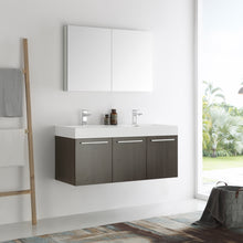 Load image into Gallery viewer, Fresca Vista 48&quot; Gray Oak Wall Hung Double Sink Modern Bathroom Vanity w/ Medicine Cabinet- Fresca