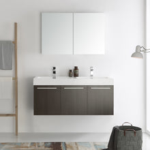 Load image into Gallery viewer, Fresca Vista 48&quot; Gray Oak Wall Hung Double Sink Modern Bathroom Vanity w/ Medicine Cabinet- Fresca