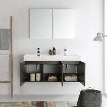 Load image into Gallery viewer, Fresca Vista 48&quot; Gray Oak Wall Hung Double Sink Modern Bathroom Vanity w/ Medicine Cabinet- Fresca
