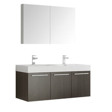 Load image into Gallery viewer, Fresca Vista 48&quot; Gray Oak Wall Hung Double Sink Modern Bathroom Vanity w/ Medicine Cabinet- Fresca