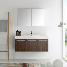 Load image into Gallery viewer, Fresca Vista 48&quot; Walnut Wall Hung Modern Bathroom Vanity w/ Medicine Cabinet- Fresca