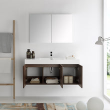 Load image into Gallery viewer, Fresca Vista 48&quot; Walnut Wall Hung Modern Bathroom Vanity w/ Medicine Cabinet- Fresca