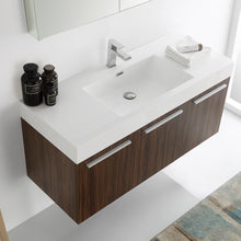 Load image into Gallery viewer, Fresca Vista 48&quot; Walnut Wall Hung Modern Bathroom Vanity w/ Medicine Cabinet- Fresca